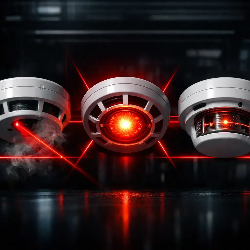 مقارنة كواشف الحريق: الضوئي vs الحراري vs الأيوني 2026